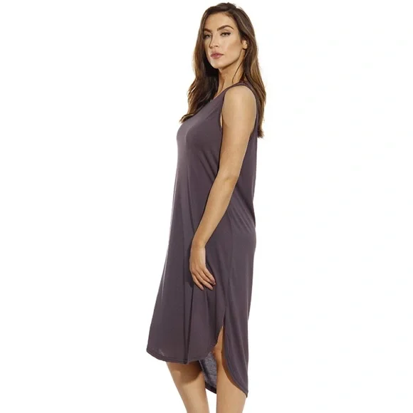 💥 CLEARANCE Dolphin Hem Sleeveless High Low Midi Dress Grey - Picture 2 of 4